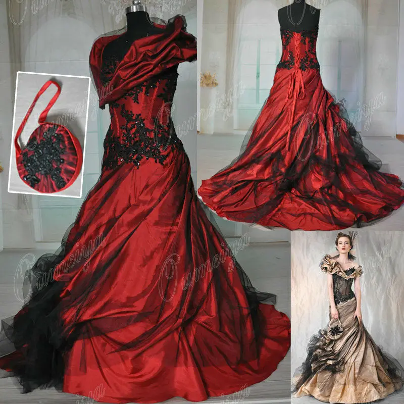 RWD119 Real Custom Made Taffeta And Tulle Burgundy Red And