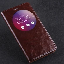 Hot!!! For ASUS Zenfone 2 5.5” ZE551ML High Quality Genuine Leather Smart Cover Case Window Luxury Flip Stand Mobile Phone Bag