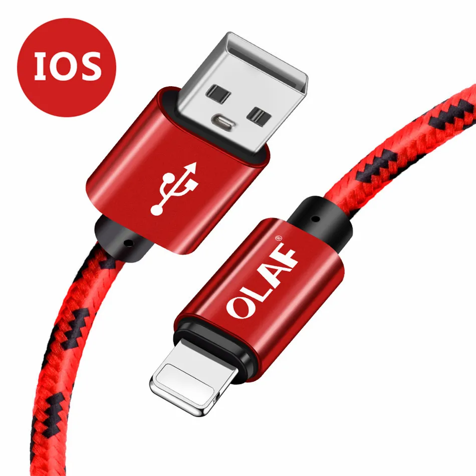 Олаф Micro USB кабель 2.1A Быстрая зарядка и синхронизация данных кабели для samsung нейлоновая оплетка type-C USB C кабель для huawei mate 20 Pro - Цвет: Red For iPhone