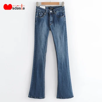 

Jeans Woman 2019 Autumn High Waist Slim Elastic Casual Trousers Jean Femme Vintage Blue Woman Long Denim Pants Flare Jeans