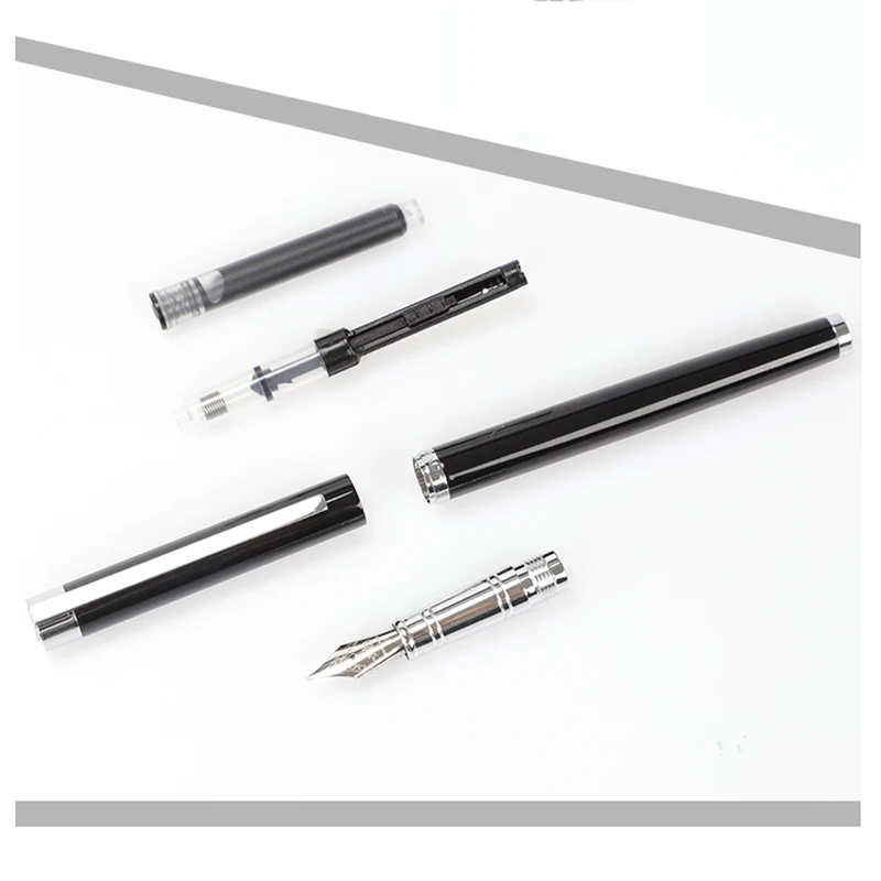 Jinhao 126 авторучка 0,38 мм перо Caligraphy ручка черная сталь высокое качество чернильные ручки для письма металлические школьные принадлежности для студентов