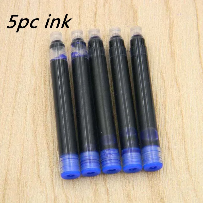 OFFICE Iridium Authentic fashion Portable Gun grey Classic style GIFT fountain pen - Цвет: 5pc blue ink