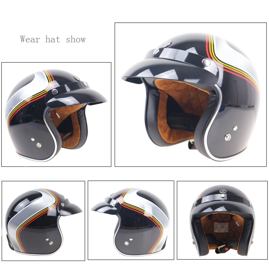 Free shipping 1pcs TORC T50 3/4 Open Face Moto Helmet Transparent Bubble Mirror DOT Approved Vintage Motorcycle Helmets