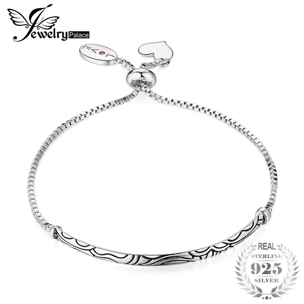 

JewelryPalace Faithful Love Created Ruby Dangle Heart Vintage Pattern Engraved Bracelets 925 Sterling Silver Nice Gift For Women