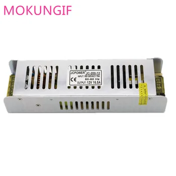 

Fast shipping 10pcs 12V 16.5A 200W thin long Switching Adater Transformer power supply for LED Strip light 180V-240V AC to DC12V