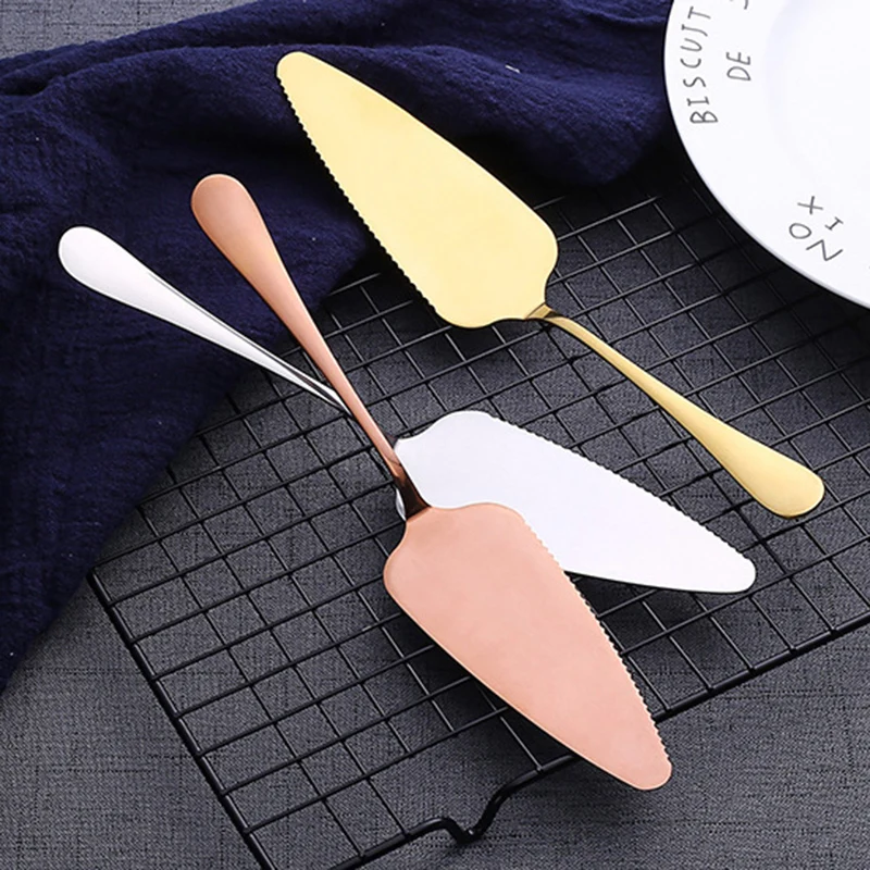 Stainless Steel Pizza Shovel 7 Colors Serrated Edge Cake Server Blade Cutter Cheese Dessert Cutlery Bakeware Cake Spatula