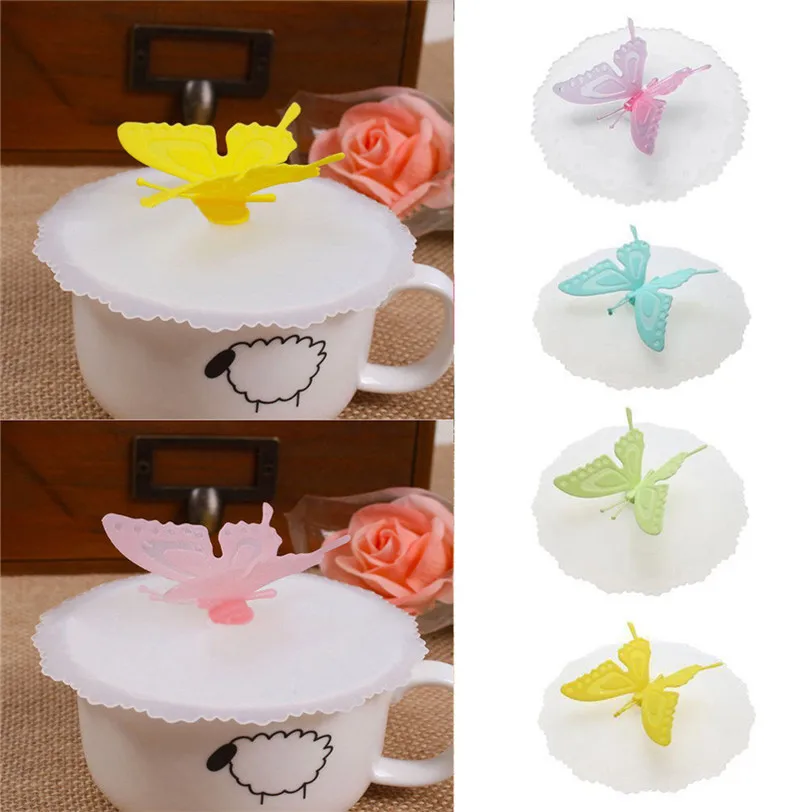 

Butterfly Silicone Leakproof Coffee Mug Suction Lid Cap Airtight Seal Anti-dust Beautiful Cup Cover Home Kitchen Gadgets DropShi