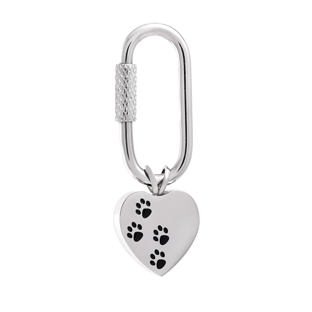 

IJK2079 Wholesale 20Pcs "Forever in my heart" Pet Paw Heart Cremation Memorial Keepsake Urn Key Chain,Free DHL Shipping