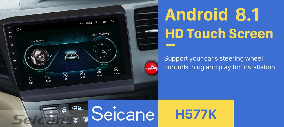 Best Seicane 2din Android 8.1 9 Inch Car Auto Radio For 2012 HONDA CIVIC Right Hand Driving GPS Navigation with WIFI Bluetooth USB 0