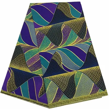 

not cotton /100% polyester fabric african wax with shiny metallic gold ankara fabric 2018 latest african wax prints fabric 6yard
