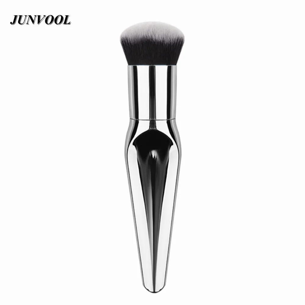

Elegant Silver Makeup Brush Tool 1pcs Metallic Multifunction Blush Foundation Fishtail Shape Make Up Brushes Pincel Maquiagem