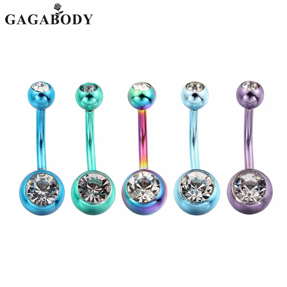 2017 Assorted Stainless Steel Crystal Gem Belly Navel Button Ring Body Jewelry Piercing Belly