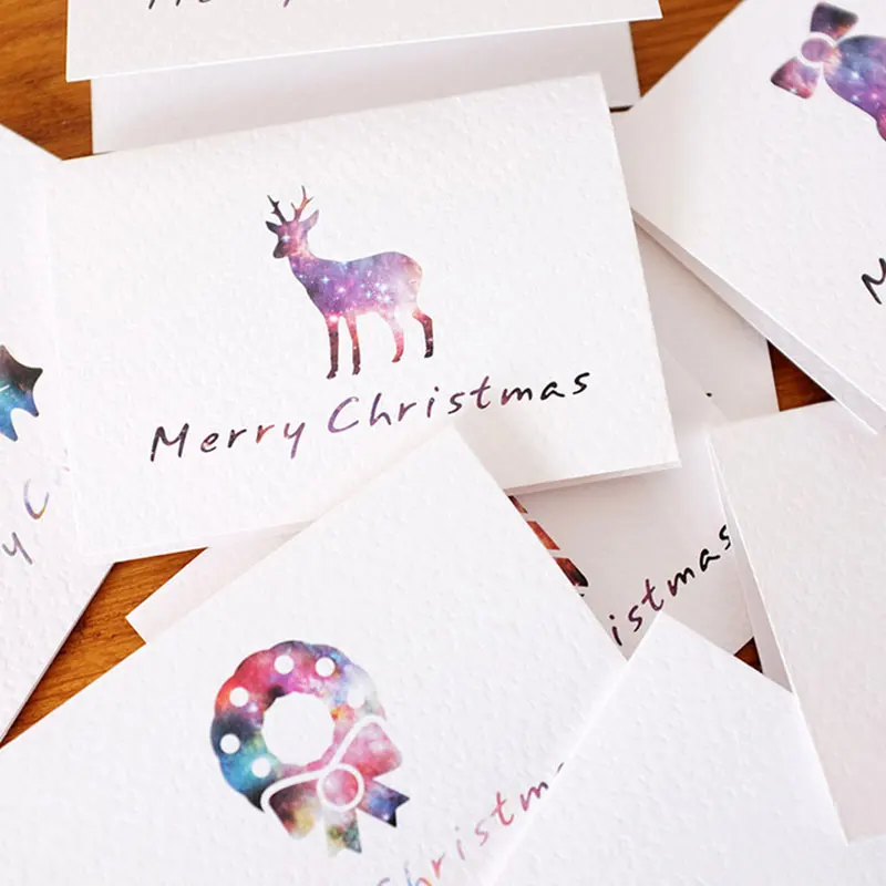 6 шт./партия, Рождественская тематическая складная открытка с конвертом, открытка на год, поздравительная открытка, подарочные открытки