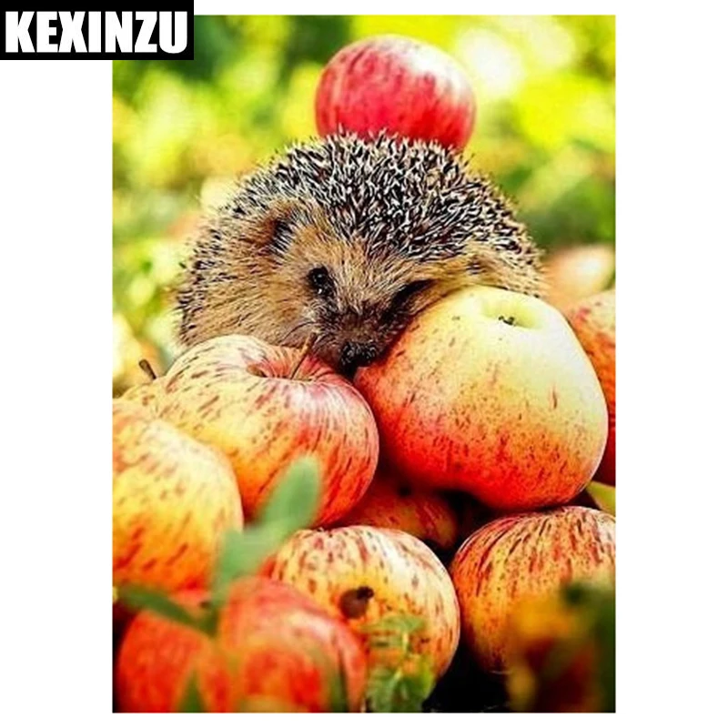 Diy kit Crafts Diamond painting cross stitch embroidery Hedgehog apple 3d square drill mosaic icon 100% full canvas Needlework | Дом и сад