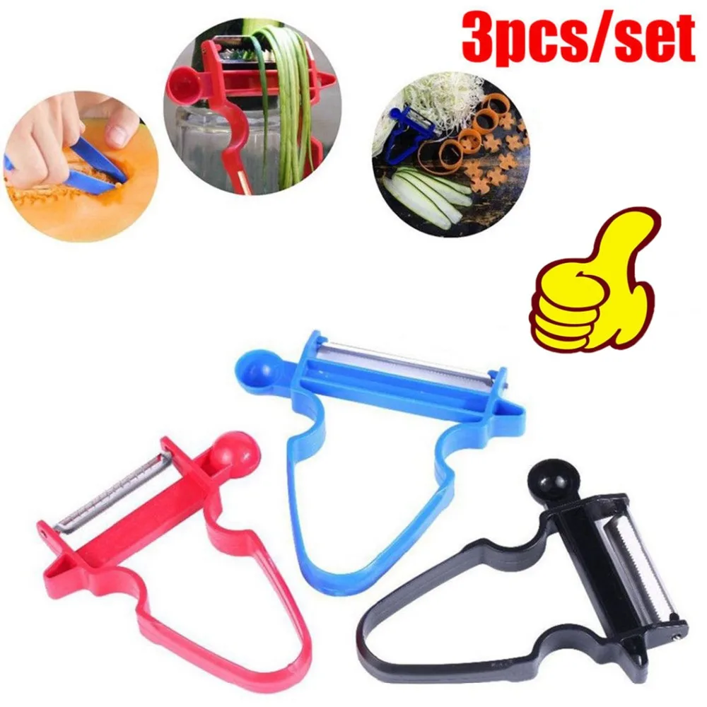 

3PCS/Set Fruit Vegetable Graters Kitchen Tool DIY Magic Trio Peeler Set Shredder Cutter Multi Peel Stainless Steel Blade Zester3