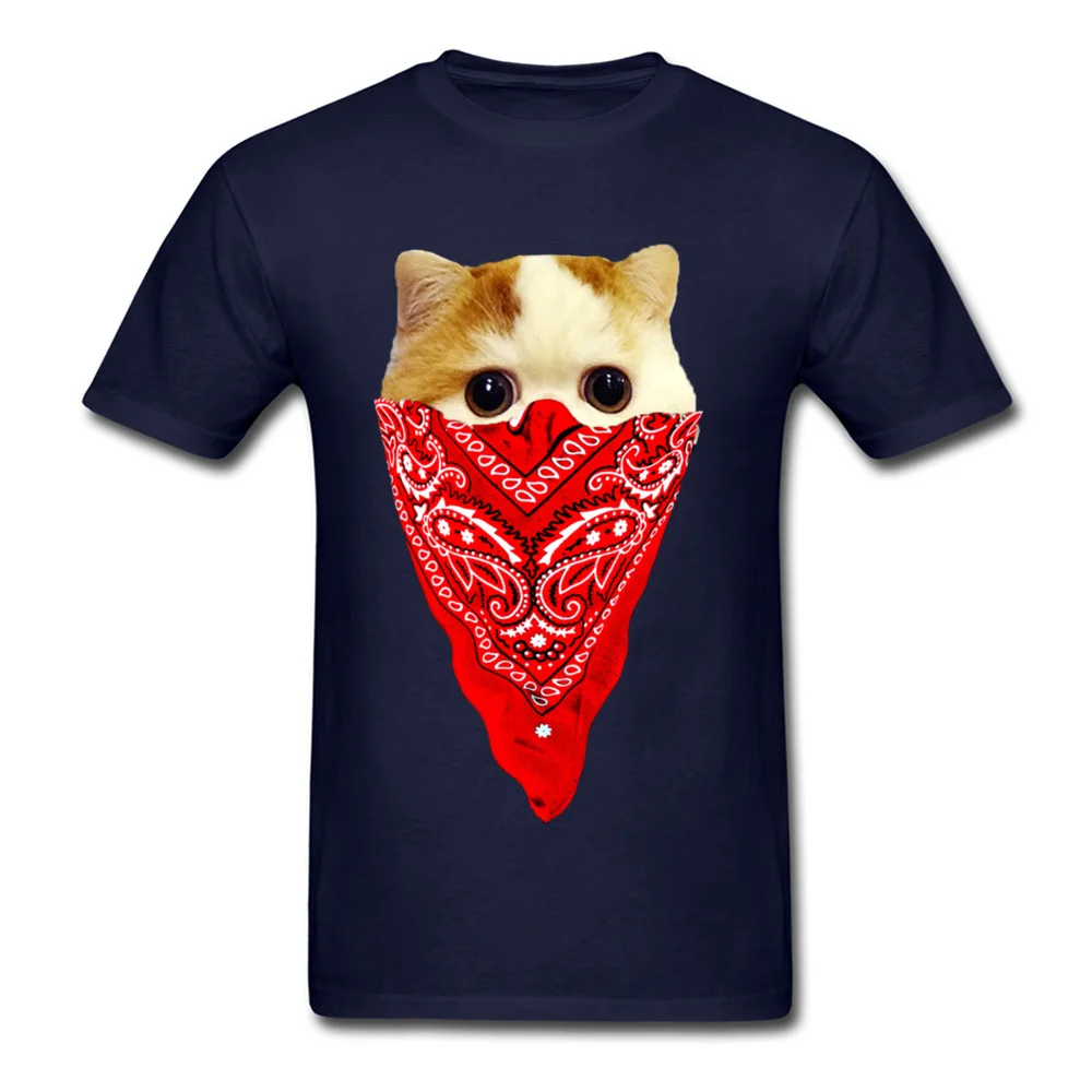 Cutest Gangster Cat Slim Fit Printed On T-Shirt Round Neck Cotton Fabric Short Sleeve Tops T Shirt for Men T Shirts Summer Fall Cutest Gangster Cat navy