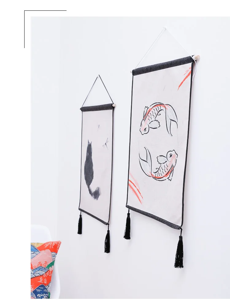 Японский стиль геометрический животный узор гобелен Офис Гостиная Спальня крыльцо Висячие фотографии задний план настенная ткань