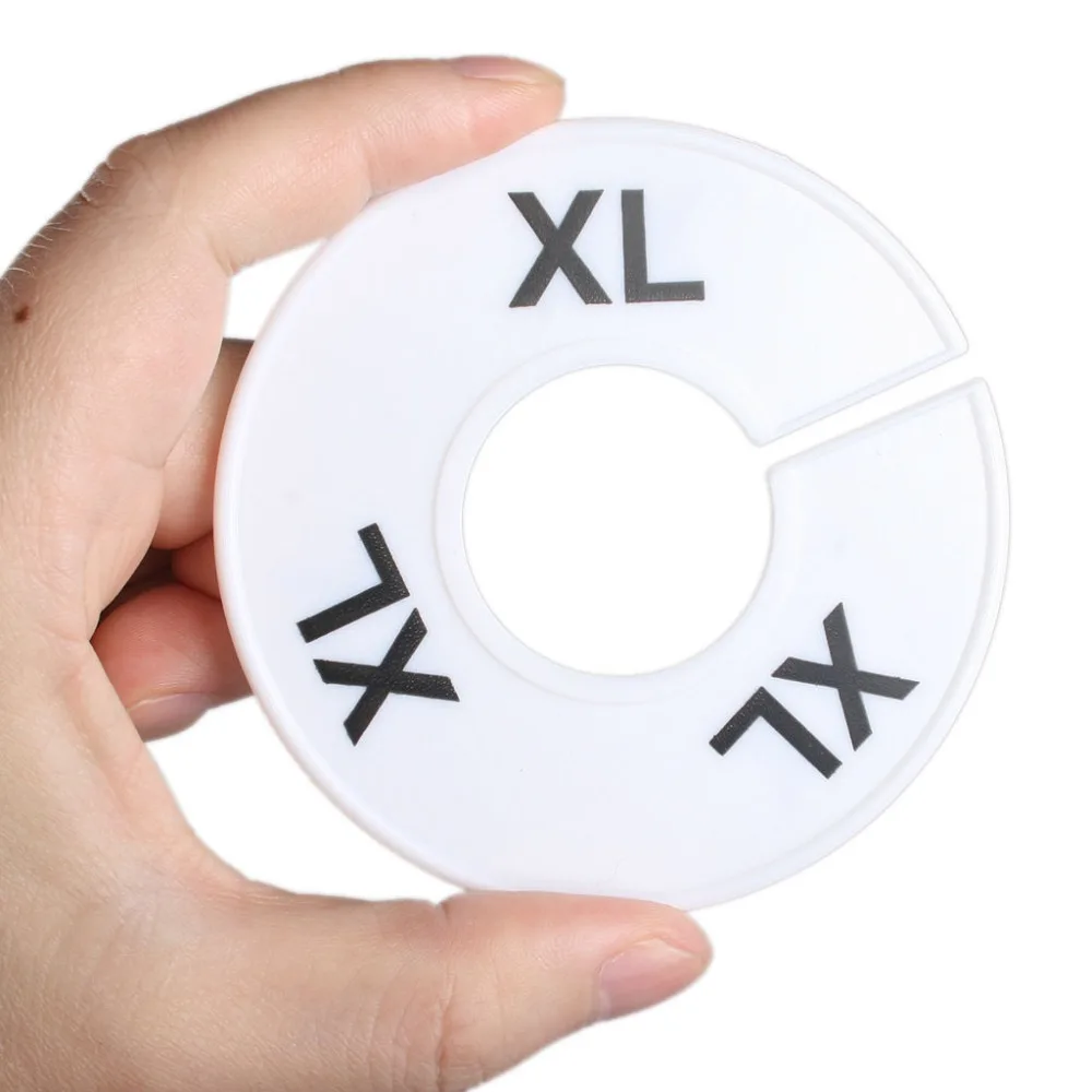 5PCS Round "XL" WHITE SIZE RING ClothesCloset Hanger Rack Blank Size