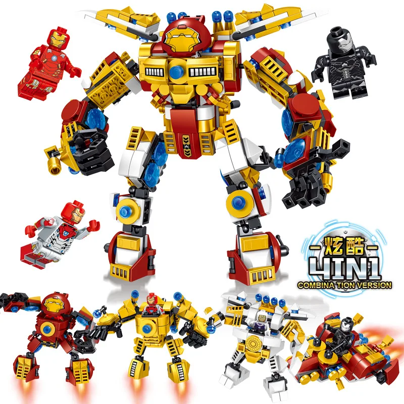 

4pc/lot 4in1 Children's building blocks toy Compatible Legoing marvel city Superhero Anti Hulk Lightweight Mechanical Battlegear