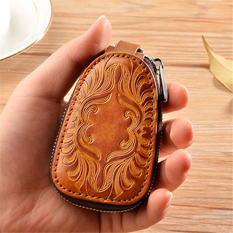Osmond masculino feminino couro genuíno porta chaves