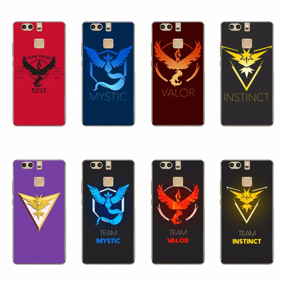 Mobile Game Pokemons Go Pokeball Team Valor Team Mystic Team Instinct Case Cover For Huawei Ascend P7 P8 P9 Lite Plus Funda Capa