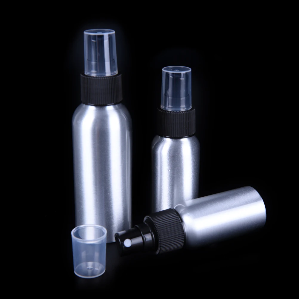 

1PCS Aluminium Spray Bottle Black Pump Refillable Empty Bottles Atomizer For Cosmetic Packaging Tool 30ml/50ml/100ml