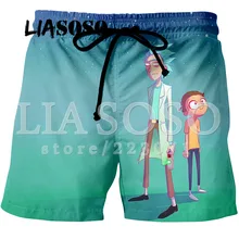 LIASOSO летняя обувь для мужчин и женщин Шорты 3D мультфильм весело Рик и Морти цветной печати пляж Фитнес Мужская Шорты брендовая одежда K005
