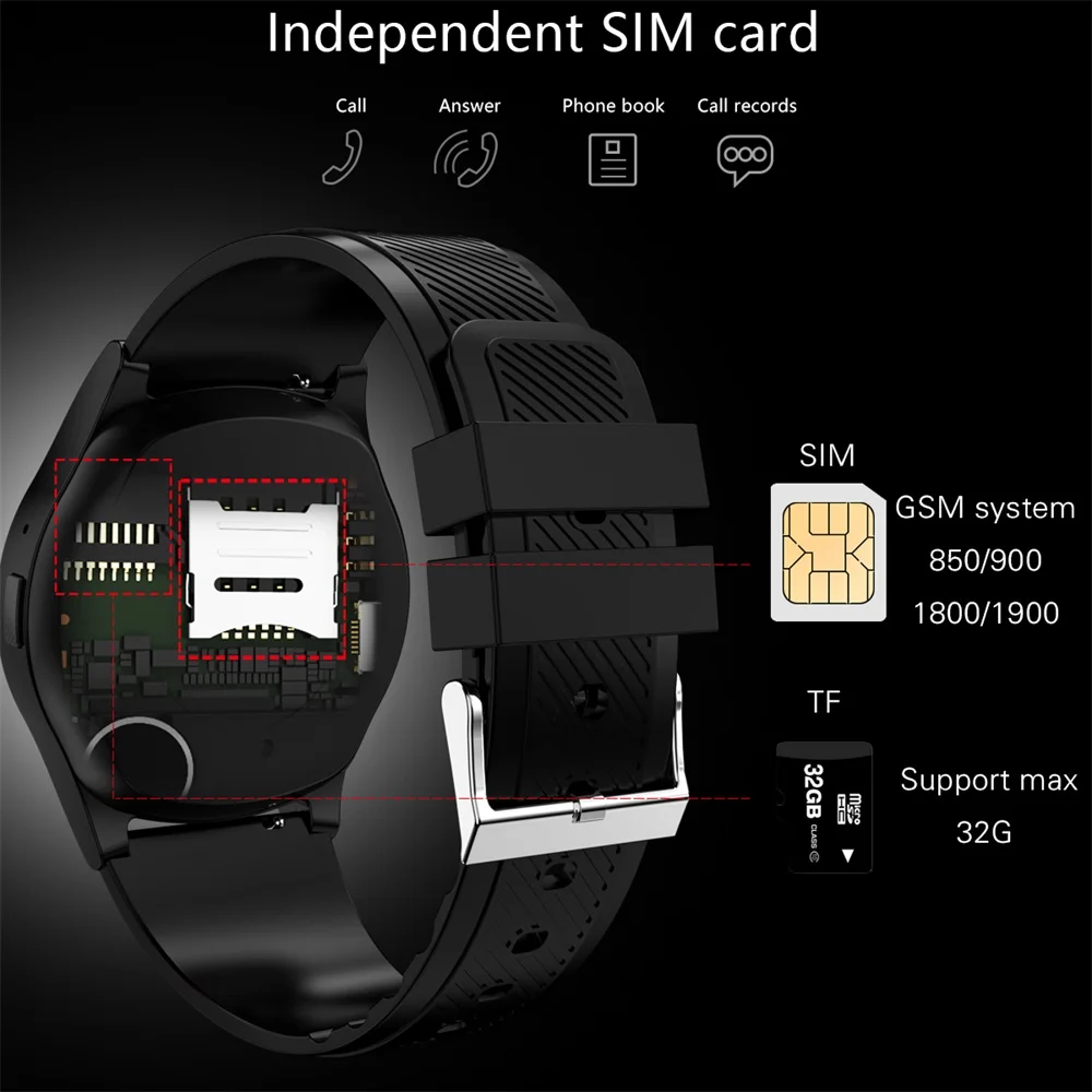 Smart Watch Men Sport Activity Fitness tracker Pedometer Sim Card Wristwatch with Camera Play Music Smartwatch