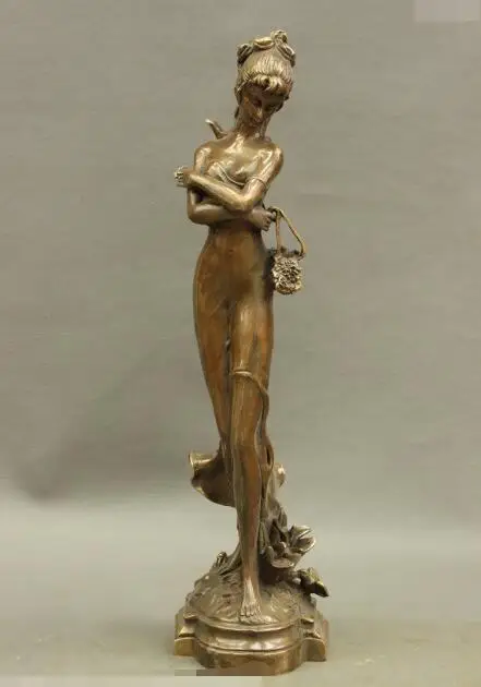 

S03205 16" Bronze Copper Art Standing Western Belle Woman Girl Lady Statue Sculpture (B0413)