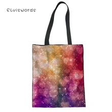 ELVISWORDS женские многоразовые льняные мешочки с милым сердечным принтом, большая сумка для хранения, сумка на плечо для подростков, Повседневная сумка для покупок