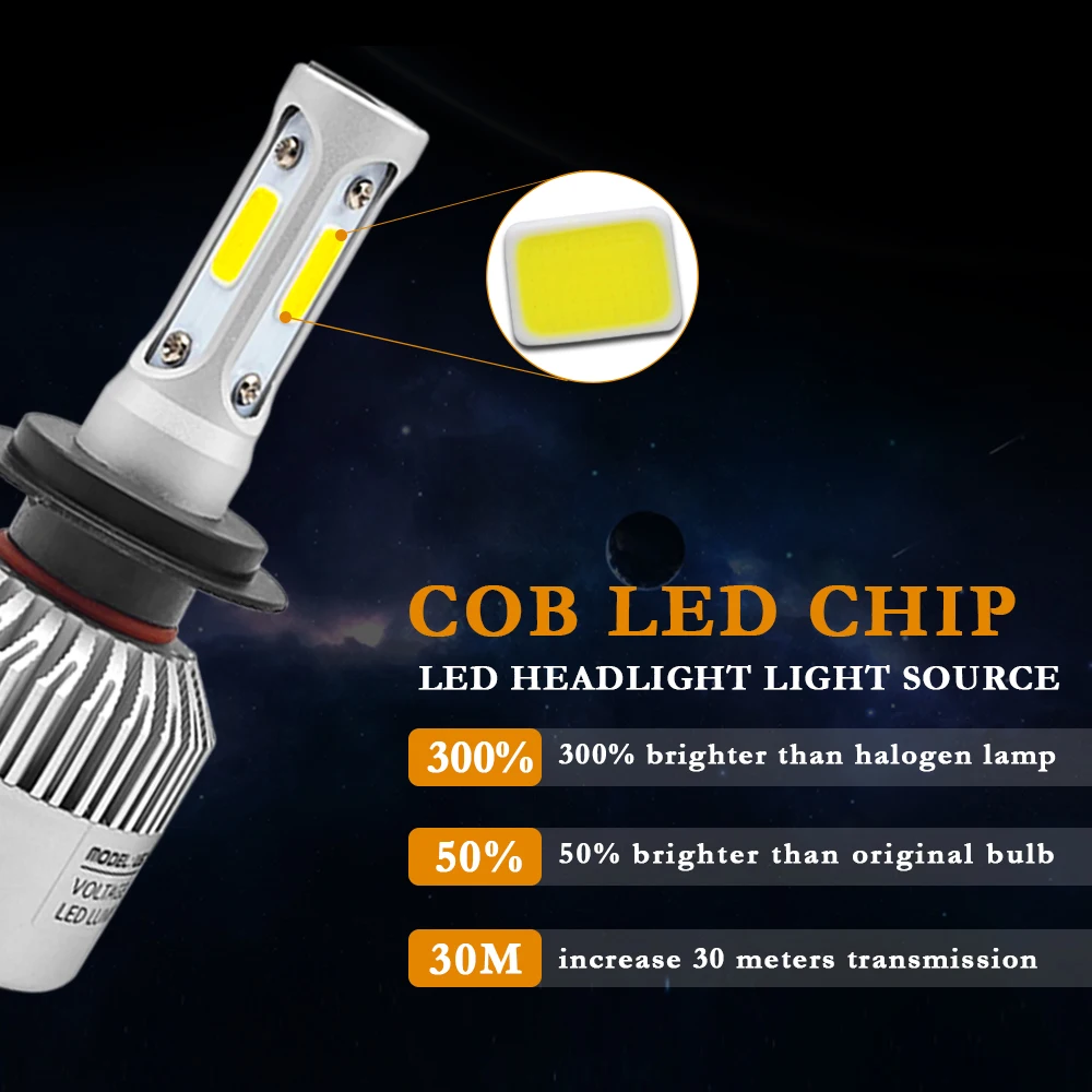 2 шт. Led лампы для автомобиля H1 H11 H7 H4 H3 HB4 H8 H27 HB3 H13 9005 9006 9007 881 72 Вт 8000 лм