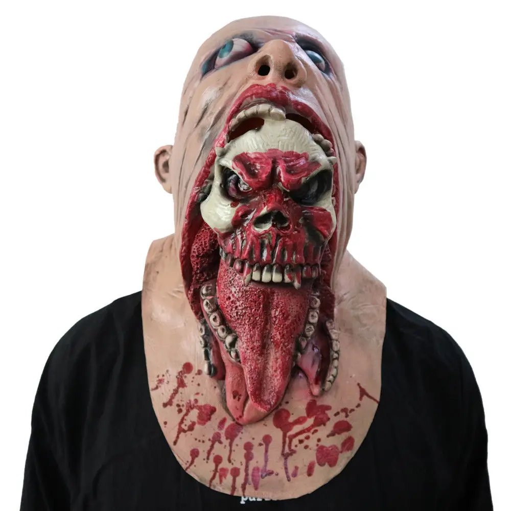 Кровавая маска зомби плавления лица взрослых латексный костюм ходячих мертвецов Хэллоуин косплей страшные пасхальные вечерние реквизиты