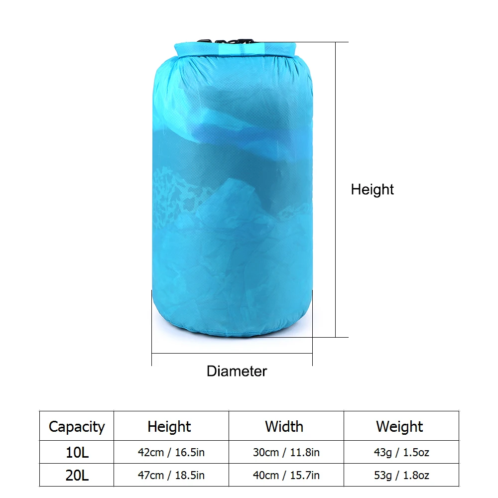 Bluefield Waterproof Dry Bag Outdoor Sport Swimming Bags Beach Boating Kayaking River Camping Trekking Drifting Dry Bag 10/20L