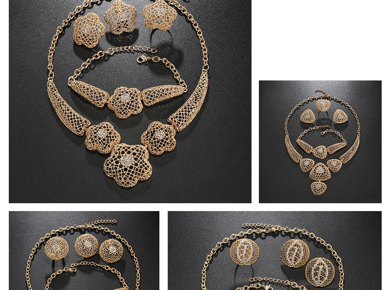 CWEEL Dubai Gold Color Jewelry Sets Women Vintage African Beads Jewelry Set Round Party Indian Bridal Costume Jewelry Set (3)