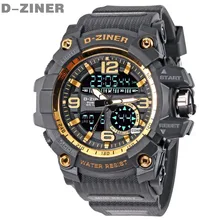 D-ZINER Famous Top Brand Luxury LED Digital Watch Men Sport Wrist Watches Military Electronic Digital-Watch Relogio Masculino