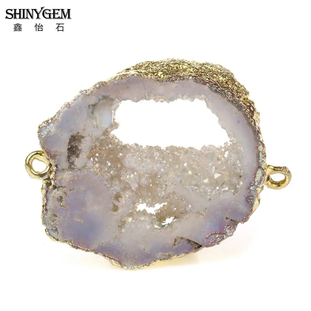 ShinyGem из друзы Камень Подвески минеральные Натуральный Камень Подвески для изготовления ювелирных изделий Разъемы для DIY ювелирных изделий 5 шт