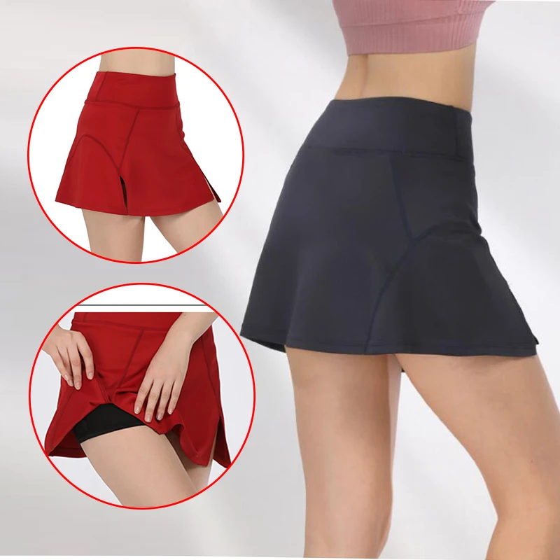 

2019 new women yoga shorts running fitness fake two-piece shorts skirt quick dry short deportivo mujer sports wear for women gym