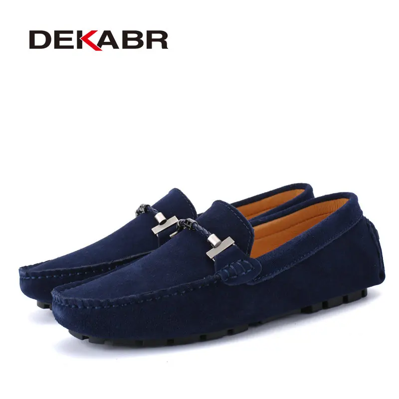 Мужские повседневные темно-синие туфли DEKABR, брендовые мокасины для вождения, воздухопроницаемая мягкая обувь, размеры 38-47, лето