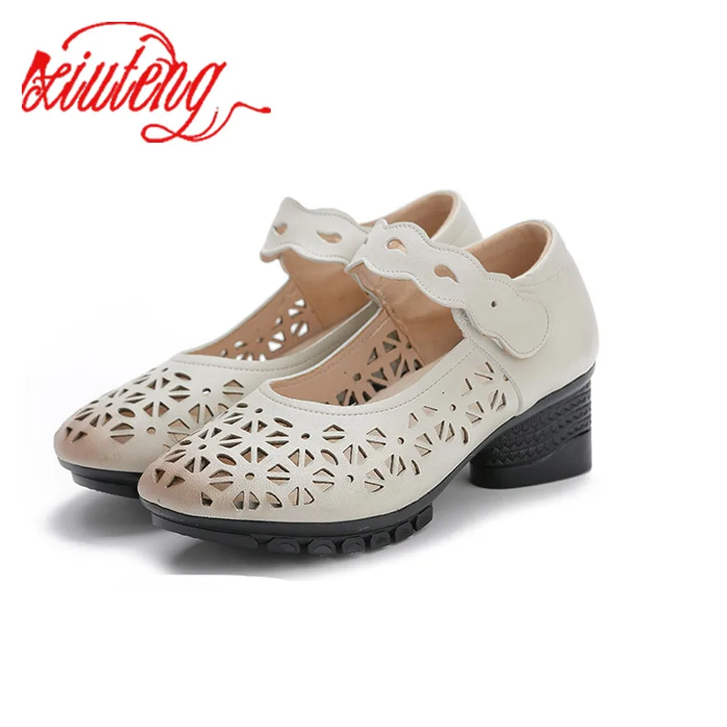 

Retro Pumps Women Shoes Xiuteng Genuine Leather Buckle Mary Jane Shoes Heels Summer Vintage Party Wedding Ladies Shoes New