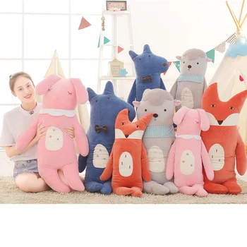 

Hot 1pc 80/100cm Cartoon Animal Stuffed Pillow Cute Soft Rabbit Fox Dog Sheep Plush Toys for Kids Baby Cushion Christmas Gift