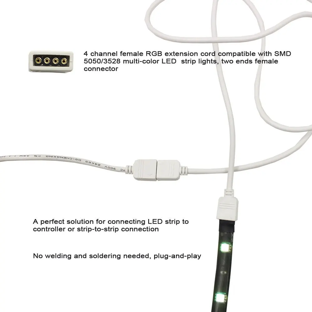 4pin Расширение RGB коннектор RGBW отклонения в размерах на 1-2/3/4 гнездовой разъем сплиттер продлить жильный кабель шнур для 3528 5050 RGB светодиодный полосы светильник