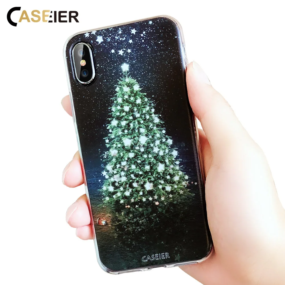 Caseier 3D Рождественский чехол для iPhone X 6 6s 7 8 силиконовый плюс 5 5S SE XR XS максимальный
