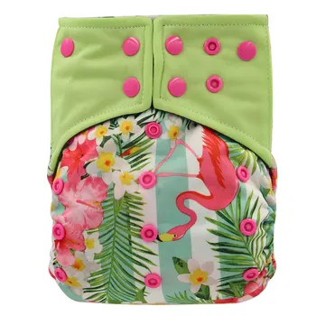 

Ohbabyka Bamboo Charcoal Diapers Flamingo Print Baby Diaper Cover Newborn Infant AI2 Pocket Cloth Diapers Reusable Baby Nappies