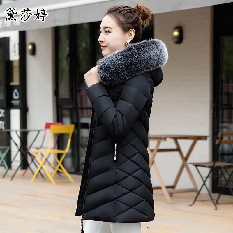 

fashion Autumn Winter women Feather fur collar Long hoodie Down Coat Jacket Plus Size Long Hooded Duck Down Thickened Parkas