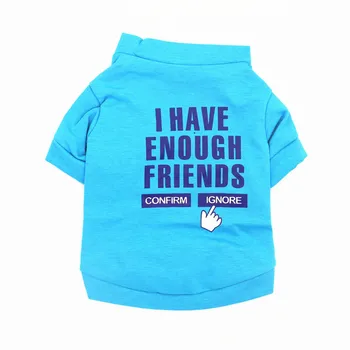 

Blue Letters Cotton Dog Clothes Soft And Breathable T shirt For French Bulldog Spring Summer Puppy Vest Pet Costume Chihuahua