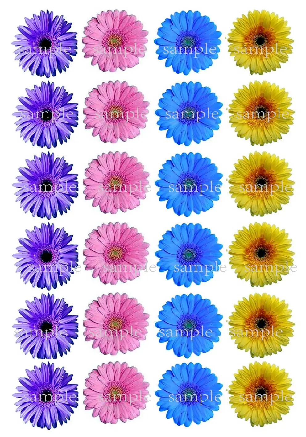 

24 Mixed Pale Color Gerbera Flower Edible cake topper wafer rice paper for cake cupcake topper Birthday Baby shower cake decor