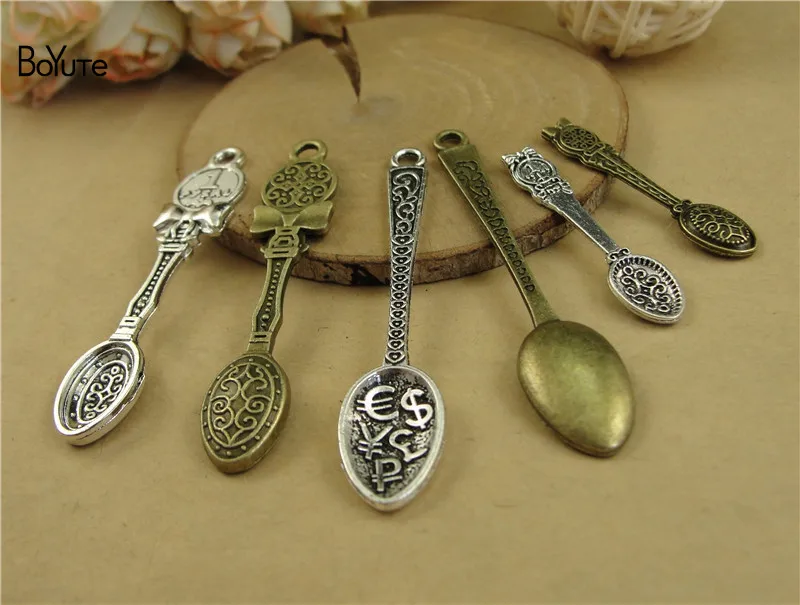 BoYuTe (60 PiecesLot) Factory Wholesale Diy Hand Made Jewelry Accessories Metal Alloy Vintage Spoon Pendant Charms (2)