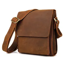 Vente chaude Rare Crazy Horse En Cuir Sling Sac Hommes Messenger Bag Cross Body Bourse 7055B-1