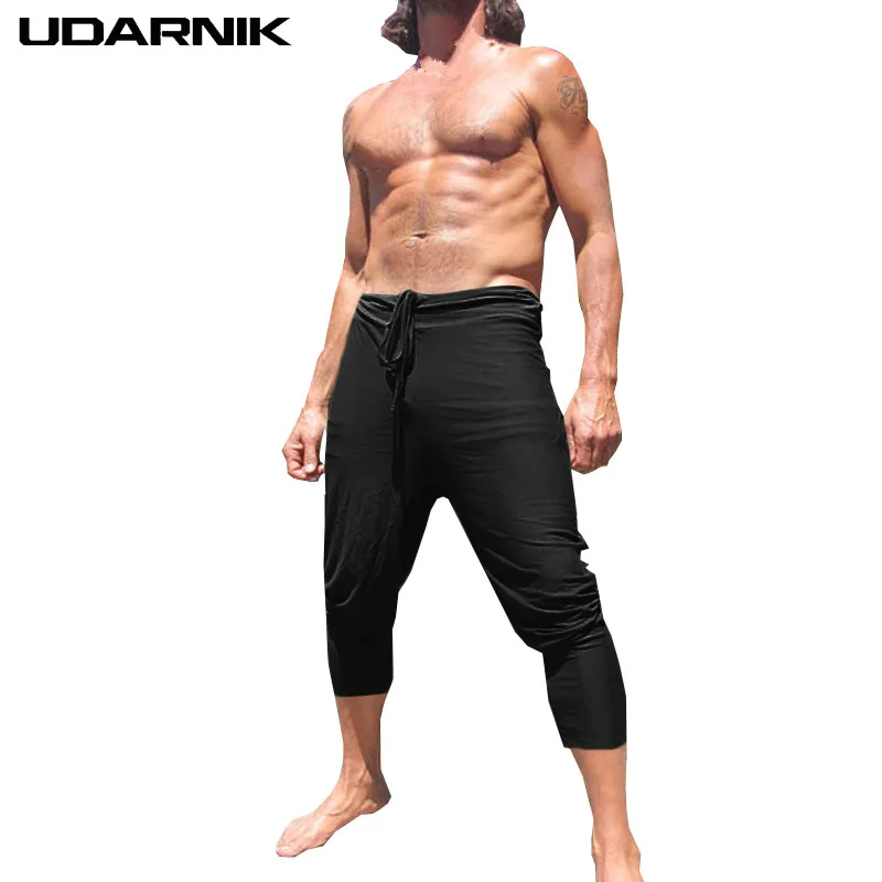 Men Casual Straight Pants Solid Low Waist Drawstring Calf