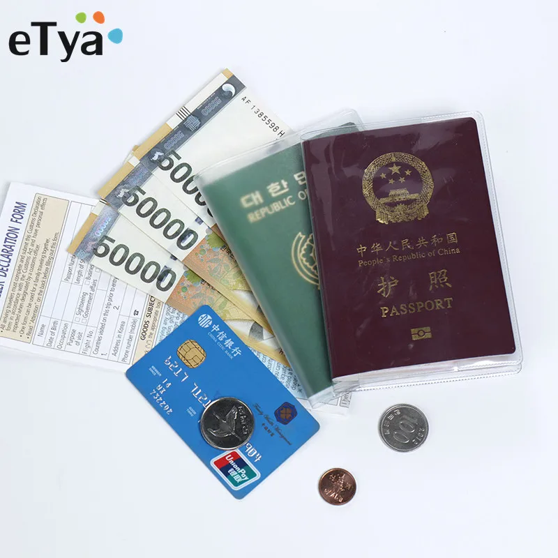 ETya, женская, мужская, дорожная Обложка для паспорта, сумка, прозрачная, водонепроницаемая, прозрачная, ПВХ, для ID карты, визиток, кредитница, сумка